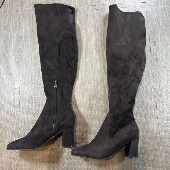 Marc Fisher Darton Over the Knee Black Faux Suede Boots Women's Size 9 - Picture 2 of 7